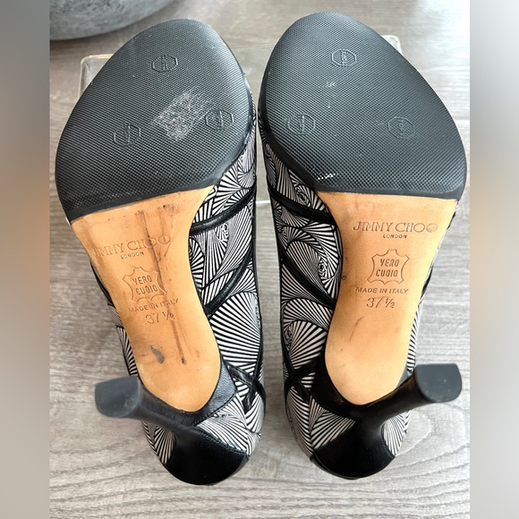 NEW: Jimmy Choo - Open-toe Heels - Black & White Art Deco - 37 EU (7 US) - Picture 6 of 7